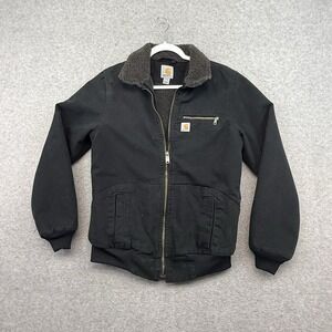 Carhartt Wildwood Jacket Sherpa Lined  100815 001 Black Womens S 4-6 Trucker EUC